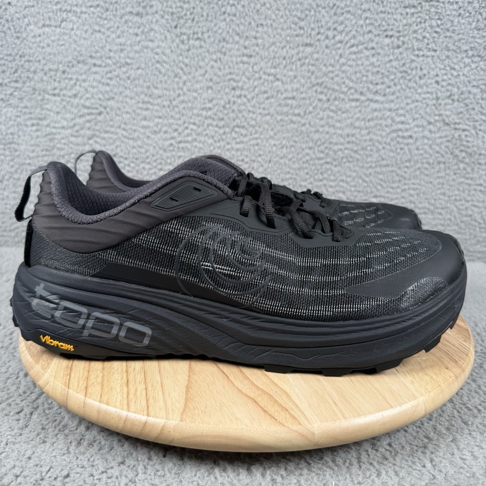 Topo Vista Mens Size 14 Black Black Trail Running Hiking Shoes 5mm Drop Vibram